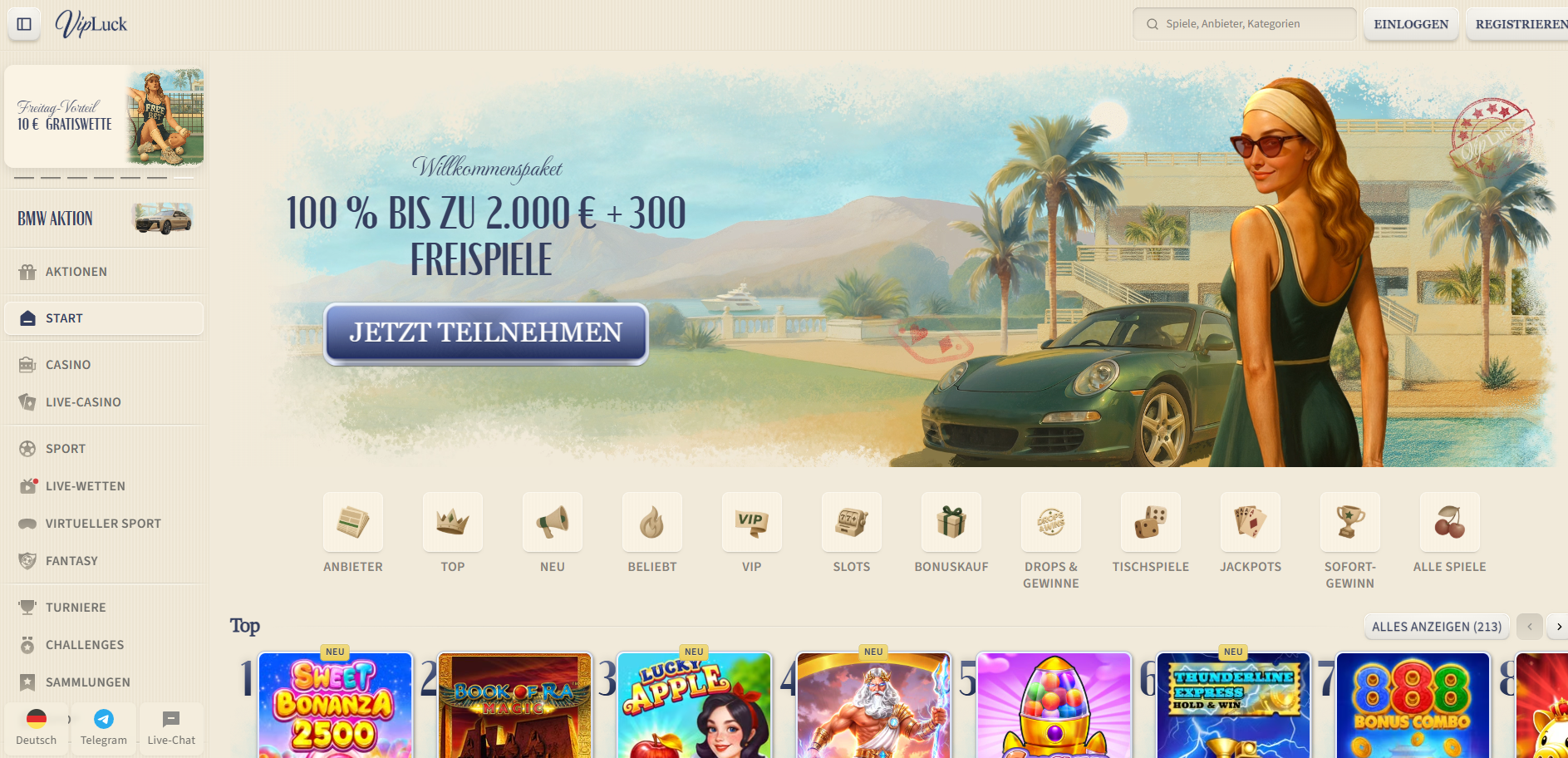 Vipluck Casino Spielangebot
